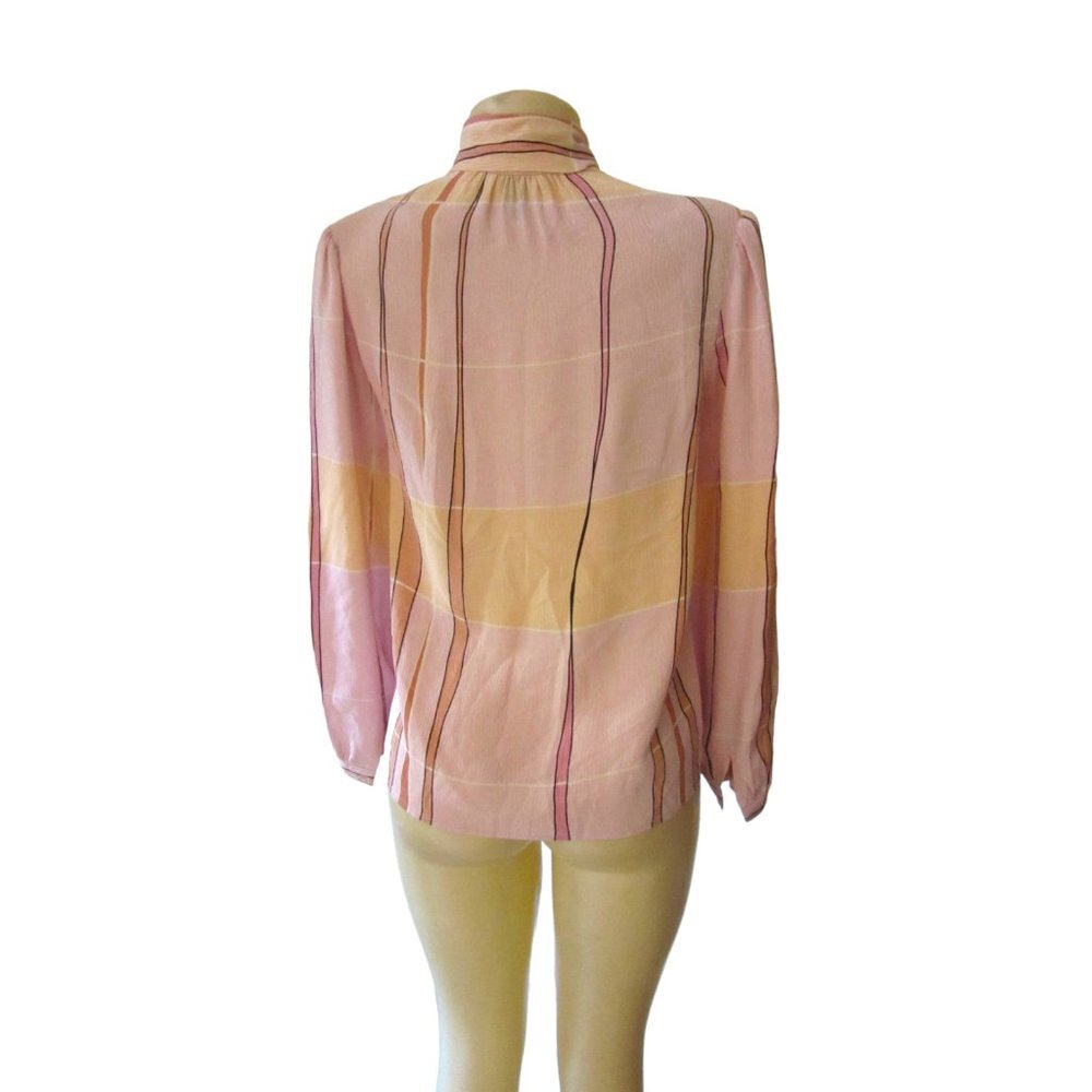 Vtg. Francesca of Damon for Slarington Silk Button Down Long Sleeve Blouse Sz 8 - Picture 4 of 6